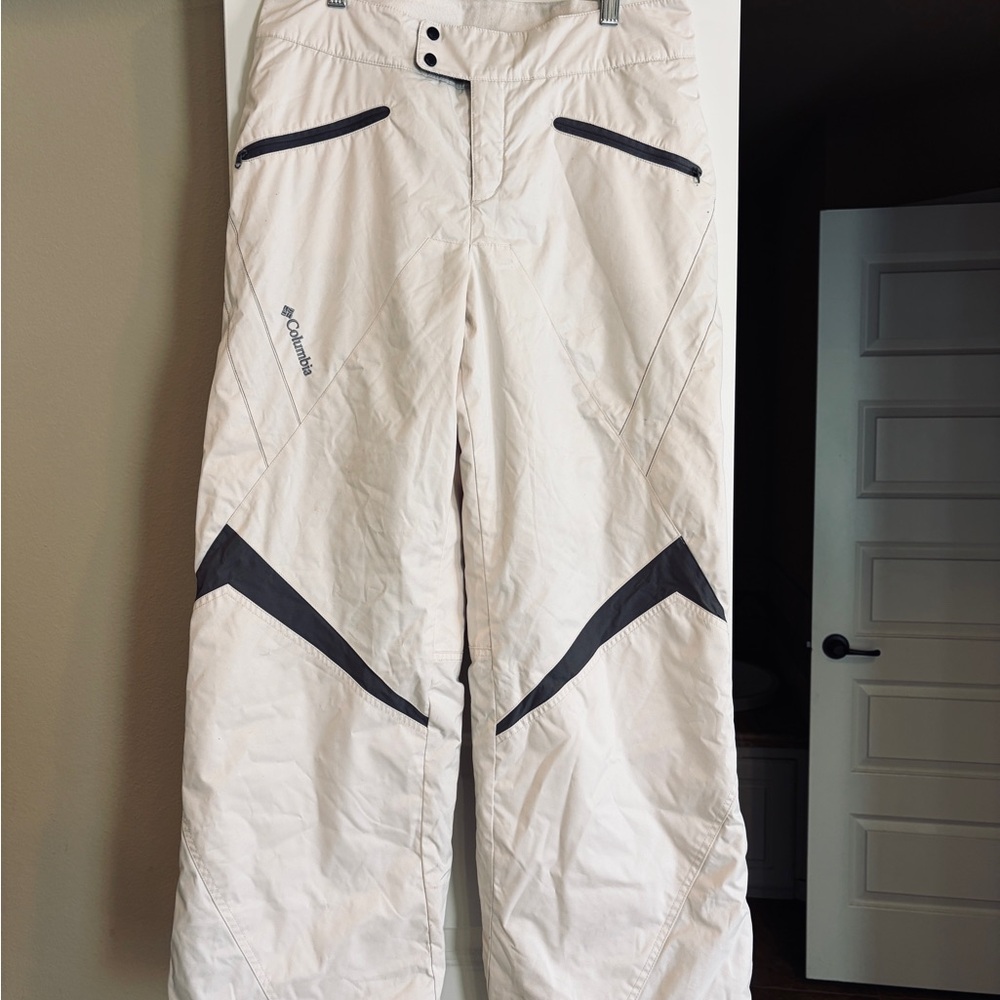 Columbia Youth Cream Snow Pants with Black Details
